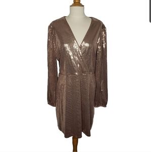 Cara Santana x Nine West Sequin Mini Dress XL Faux Wrap Front Swiftie